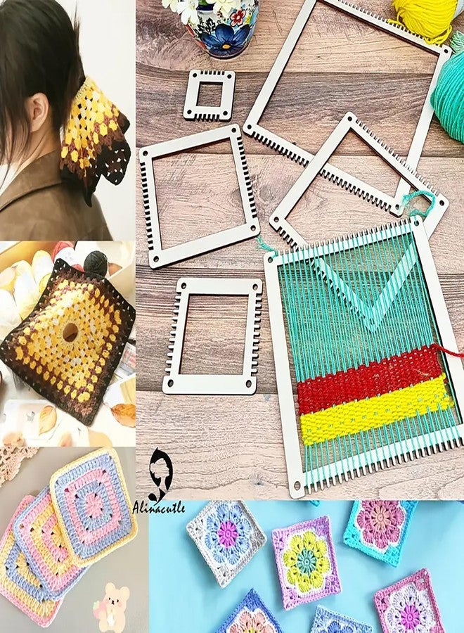 Cliths 6 Pcs Square Weaving Loom Kit for DIY Craft Yarn Wall Hanging Frames for Beginners Kids Textile Art Home Decor Macrame Crochet Tool Set - Image 3